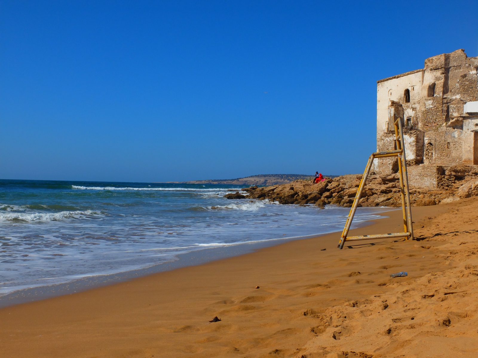 The beach and shrine at Sidi Kaouki, Morocco
