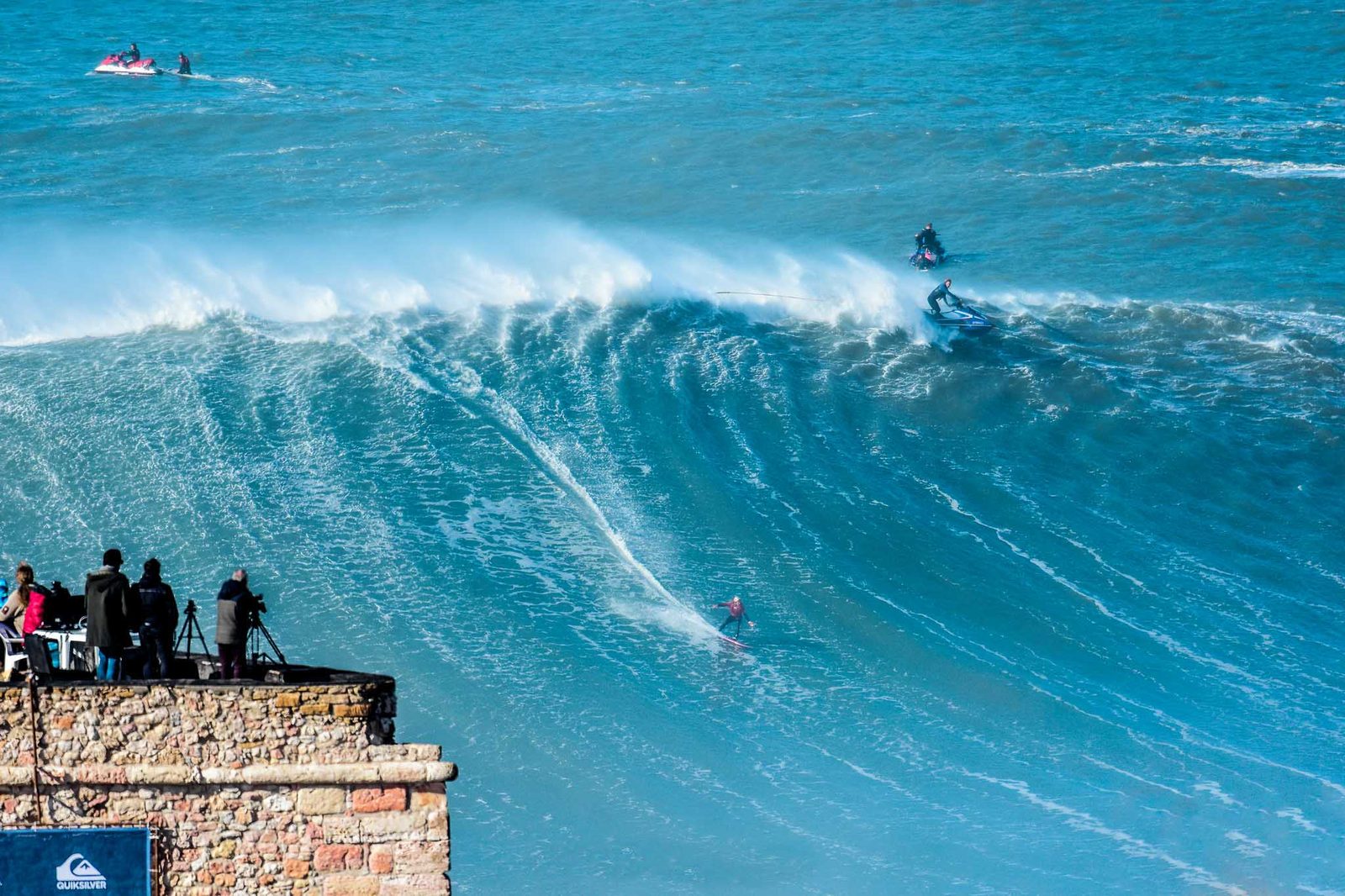 Nazaré (Praia do Norte), a big wave in Nazaré, Portugal